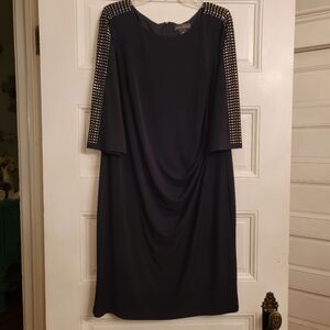Jessica Howard Black Dress with Studded Sleeves 16W